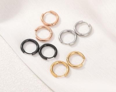 China Minimalist Simple Round Hoop Earrings Women Hoop Earrings Stainless Steel Lead And Nickel Free 8mm 10mm 12mm 14mm 16mm for sale