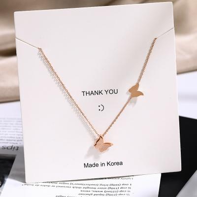 China Current Thin Size Huge Lead Free Nickel Free Clover Butterfly H Disc Geometry Roman Necklace Gold Plated 316 L Stainless Steel Female Girl Necklace for sale