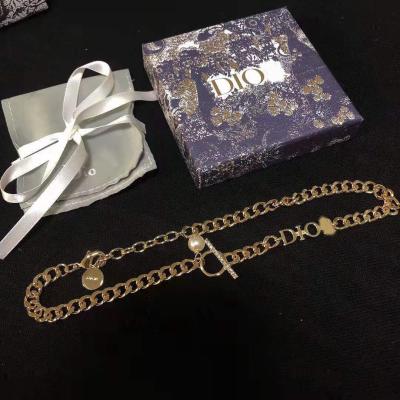 China Factory excellent quality letter diamond women irregular crystal lady retro top OT version lead free nickel free wholesale bronze clasp bead chocker for sale