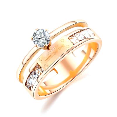 China The best selling Ring Crown Engagement Stainless Steel double ring of classic noble elegant lead free nickel free for sale