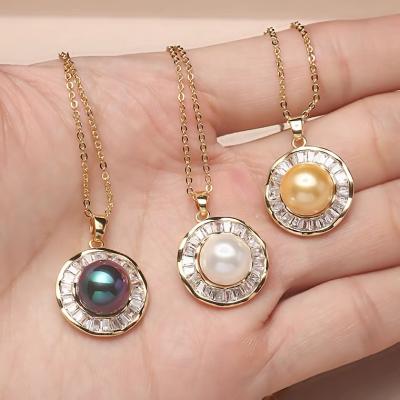 China Environmentally Friendly Vintage Palace Shell Pearl Necklace Earrings Set Female Fashion Temperament Zircon Shell Pearl Set Banquet Ornaments Jewelry Set for sale