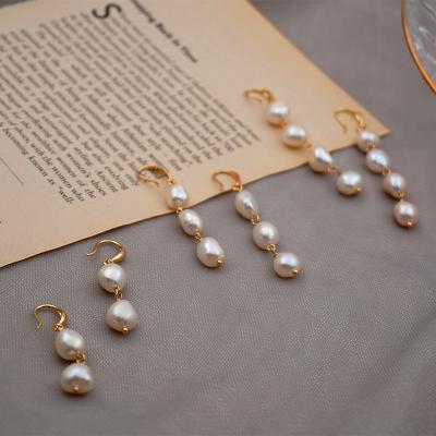 China Baroque BOHEMIA 4 Pcs Hanging Natural Freshwater Pearl Irregular Gold Plating Pearl Earrings BOHO Drop Earrings For Ladies for sale