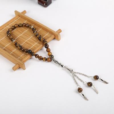 China Common 8MM Lead Free Nickel Free 99PCS 10MM Tiger Eye Beads Islamic Natural Stone Muslim Hand String 33 PCS Muslim Prayer Rosary Bracelet With Tassel for sale