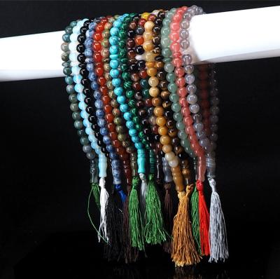 China Wholesale 10MM 33 Lead Free Nickel Free Muslim India Agate Tiger Eyes Ornaments Islamic Car String Rosary Bracelet Hand Hanging Accessories for sale