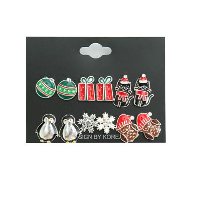 China European Environmental Friendly 925 Silver Needle Christmas Earrings Set Alloy Animal Cute Fashion Combination Snow Birthday Simple Earrings For Girls for sale