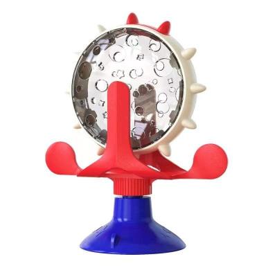 China Interactive Design Stocked Cat Leaking Food Toy Multifunctional Cat Toy Windmill Shaped Rotating Wheel for sale