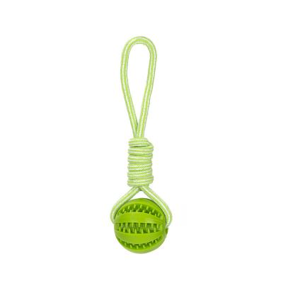 China Factory Direct Sale Pet Molars Watermelon Balls Silicone Stocked Toys Chew Ball Chewing Dog Bite Toy With Rope for sale