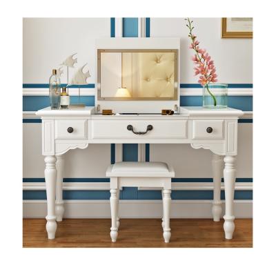 China Multifunctional Dressing Table Viable Bedroom Furniture Solid Wood Makeup Dressing Table for sale