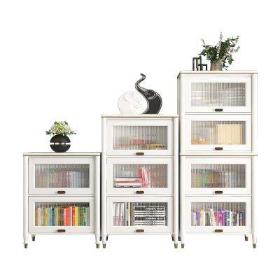 China New Design Sliding Door Cash Book Space Saving Office Wooden Glass Furniture Sliding Bookcase Custom Size for sale