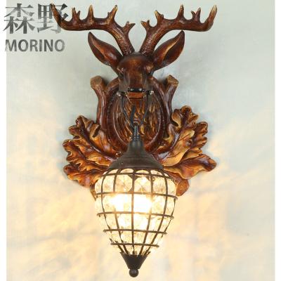 China American Large Head Wall Sconces Country Wildlife Horse Head Deer Crystal Country Lamp for sale