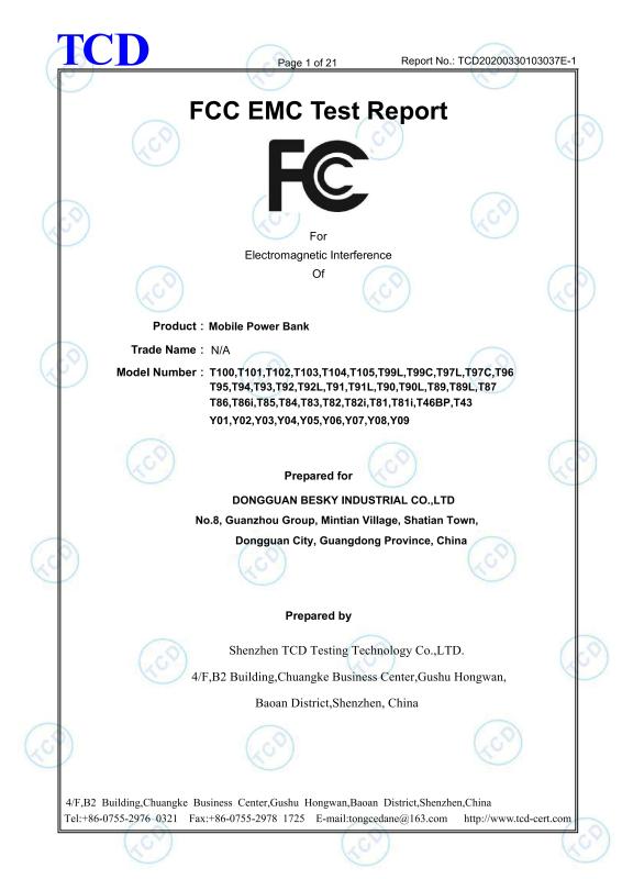 FCC - Dongguan Besky Industrial Co., Ltd.