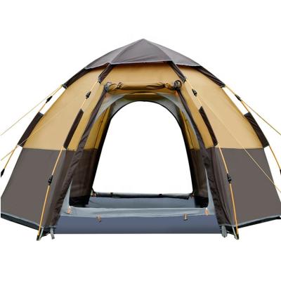 China Camouflage/Field 4 Person Hexagonal Multi-person Tent Camping Field Camping Family Leisure Automatic Rainproof Tent for sale