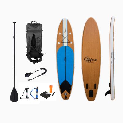 China New design unisex outdoor wooden pvc sup inflatable isup stand up paddle board surfing for sale