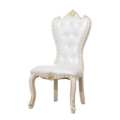 China Scandinavian Modern Popular Home Furniture High Back Upholstered Dining Chair Leather Wood Carved White Wedding Event Lobby Chairs for sale