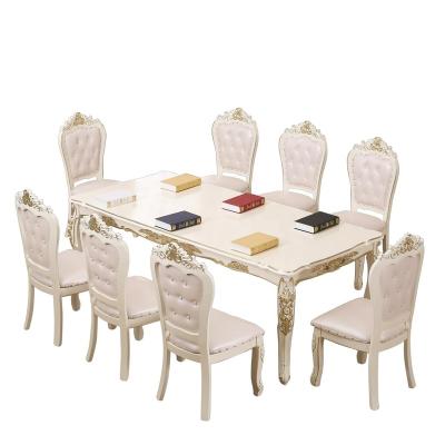 China Scandinavian Luxury Dining Room Furniture Oak Wood Hand Carving Dinner Tables for sale