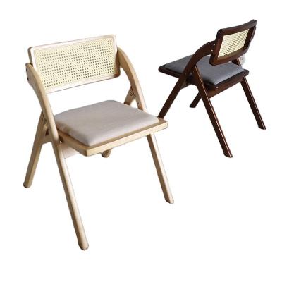 China 2022 High Quality Modern Outdoor Hotel Wholesale Cheap Folding Wood Woven Rattan Dining Chair for sale