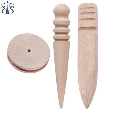 China 3pcs/set Eco-friendly Wooden Edge Leather Burnisher Set Leather Polished Soft Grooves Grinding Leather Tools for sale