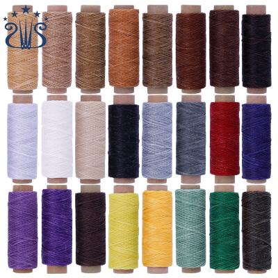 China 24 Color Sustainable Handmade Polyester 1mm Leather Sewing Flat Waxed Yarn / Bag DIY for sale