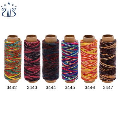 China 6 Colors Diversity 50m Sustainable Handmade Leather Flat Wax Sewing Thread for sale