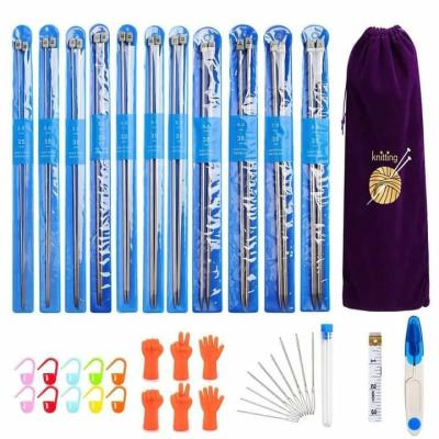 China Factory Supply Direct Sweater Needle Hand Knitting Set Tool Accessories Stainless Steel Shank Needle Knitting Set for sale