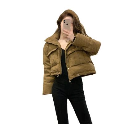 China 2022 new winter paragraph position collar bread breathable short clothes down cotton jacket female fashion for sale