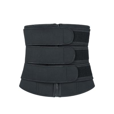 China Hot Selling Antibacterial Zipper Front And Trainer Neoprene Waist Body Shaper Compression Belt For Women Slimming Corset Black quantity for sale