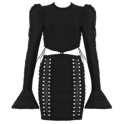 China 2021 Breathable New Arrivals Black Sexy Bodycon Cut Out Long Sleeve Dress for sale