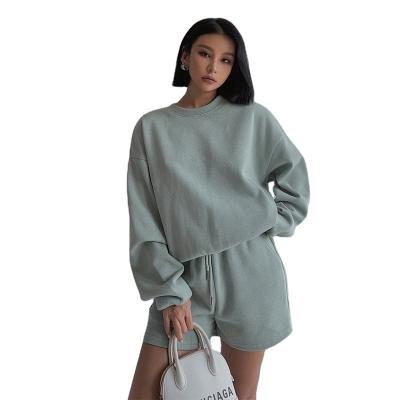 China Anti-Wrinkle 2020 Summer Women 2 Piece Set Women Hoodies Shorts Custom Made Cotton High Quality Two Piece Set Clothing for sale