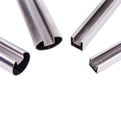 China Handrail VINMAY ASTM A554 Round Stainless Steel Slot Groove U Tube Handrail Tube for sale