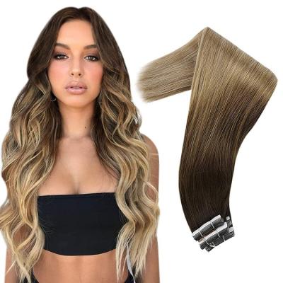 China Hot Selling Silky Straight Wave Tape In Ombre Hair Extensions Double Drawn Head Full Tape Hair Extension for sale