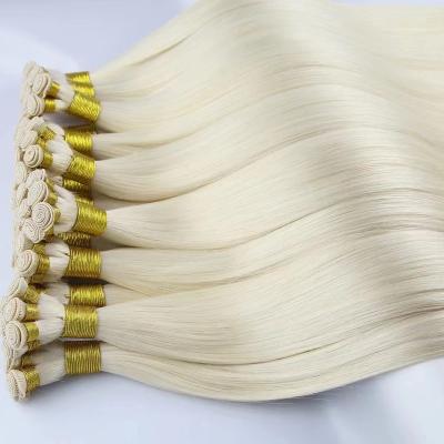 China Silky Wave Right Hand Tied Humanhair Extension Weft 100% Human Hair Chinese Hand Tied Hair Weft Extension for sale