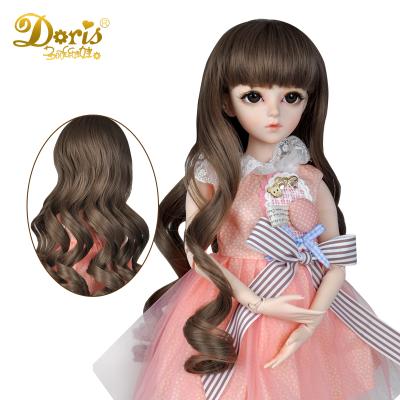 China Variety of Modeling DORISDOLL Curly Hair Variable Heat Resistant Straight Long Wigs For 1/3 BJD Doll 60cm Straight Curly Girl Doll Wholesale for sale