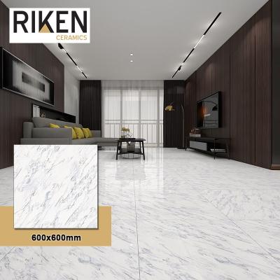 China Modern White Marble Look Porcelain Tile Glazed Polished Flooring 600x600 Cheapest Price for sale