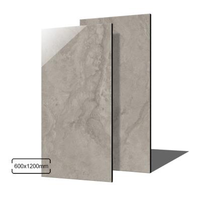 China Modern Low Cost 60x120 Polished Gray Marble Effect Ceramic Stoneware Glazed Floor Tile for sale