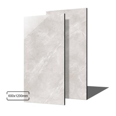 China Best Quality 1200x600 Background Wall Anti Skid Ink Modern Jet Polished Glazed Light Gray Marble And Stone Ceramic Floor Tile for sale