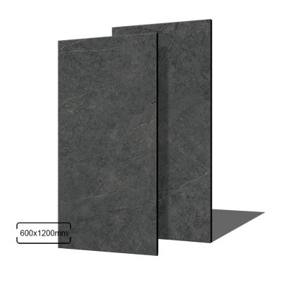 China New Design 60x120 Indoor Rustic Tiles Non Skid Matt Finish Dark Gray Marble Look Retro Porcelain Floor Tile for sale