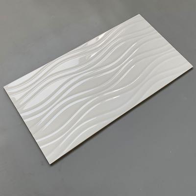 China Latest Modern Wavy White Bathroom 300x600 Gloss Glazed Ceramic Wall Tile Designs To Builders for sale