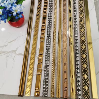 China Good Choice 20x600mm Metallic Tiles Five Star Hotel Glazed Decorative Wall Tile, Gold Quarter Round Rope Ceramic Cladding Wall Tile for sale