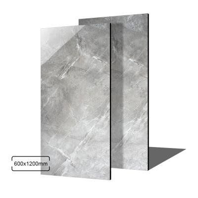 China Modern Design Wall Gloss Gray Ceramic Tile 600x1200 Living Room Floor Porcelain Marble Bathroom for sale