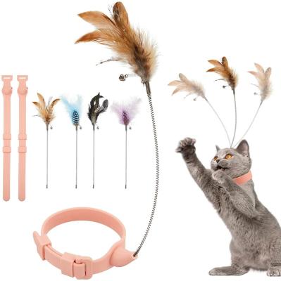 China Self Viable Funny Colorful Feather Funny Cat Toy Cat Stick Toy Cat Stick Hi for sale