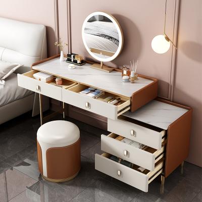 China (Other)Adjustable Home Bedroom Makeup Table Set Storage Makeup Table 3 Color LED Modern Simple Pull-Out Wooden Dressing Table for sale