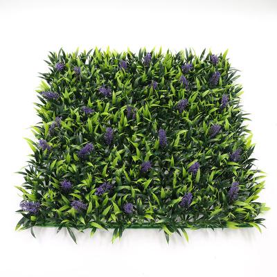 China Home Garden Office Wedding  Decoration UV-Proof Artificial Green Boxwood Hedge for Garden Decoration Vertical Purple Lavender Living Wall for sale