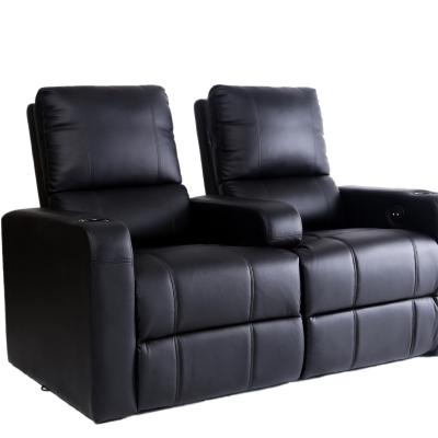 China Modern cheap living room furniture black double seaters leather price MEIMIN manual/electric sofa sets theater auditorium furniture for sale