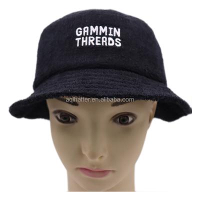 China Men's Terry Towel Bucket Black Warmer Cotton Dong Guan Bucket Hats Manufacturers Quality Plush Plush Towels Adult Embroidery Logo for sale