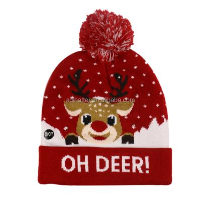 China JOINT Baby Winter Hat Christmas Beanie Animal Hats With Led Knitted Hot Selling Light for sale