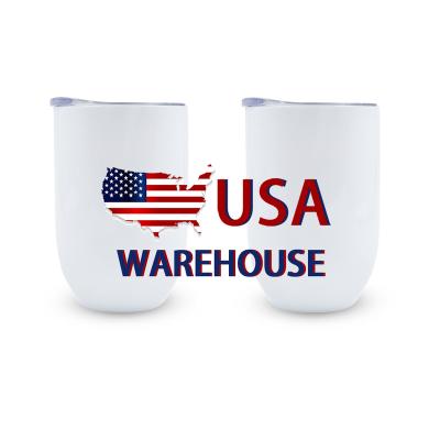 China Sustainable USA Warehouse Double Wall 12oz Sublimation Tumbler Cups Vacuum Insulated Stainless Steel Wine Tumblers for sale