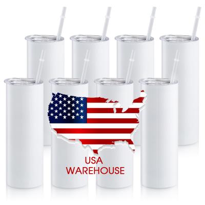 China Sustainable TX/NJ/IL US Warehouse 20oz 30oz Skinny Blanks Sublimation Tumbler Straight Double Wall Stainless Steel Sublimation Tumbler for sale