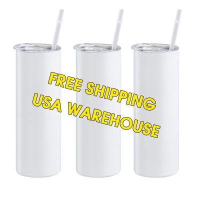 China Sustainable US Warehouse 20oz Skinny Straight Stainless Steel Tumblers Blanks Sublimation Coffee Travel White Tumblers For Sublimation for sale