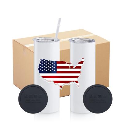 China Sustainable USA Warehouse White Blanks Sublimation 20oz 30oz Double Wall Stainless Steel 20oz Skinny Straight Sublimation Tumbler with Lid for sale