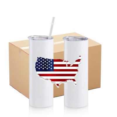 China Sustainable US Warehouse White Blanks 20oz Sublimation Tumbler Straight 30oz Stainless Steel Double Wall Skinny Straight Sublimation Tumbler for sale